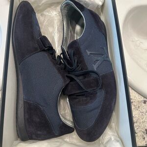 Louis Vuitton Navy Suede & Mesh Lace-Up Loafers